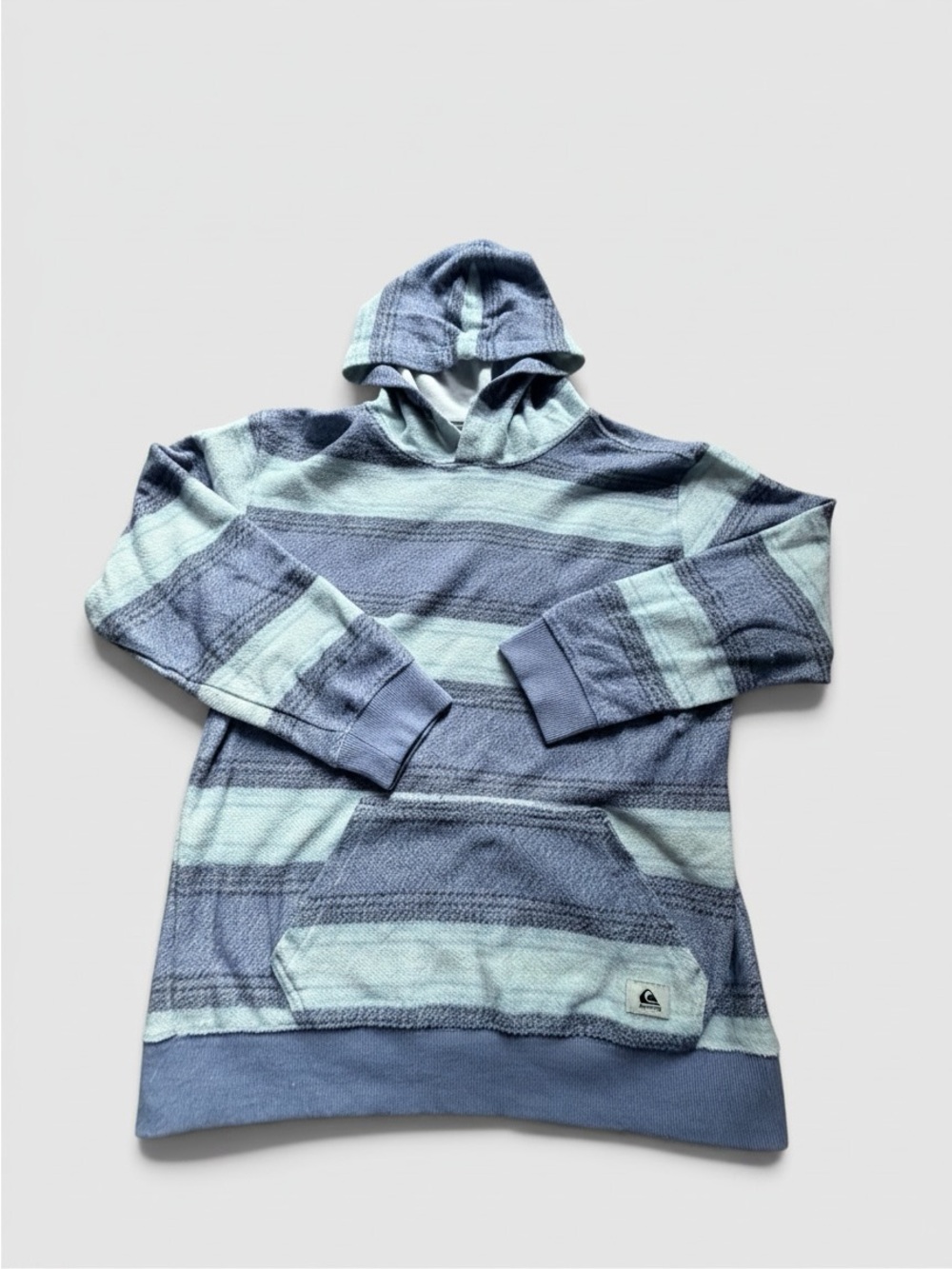 Quiksilver Youth Large 14 16 Striped Pullover Hoodie Blue Baja Surf